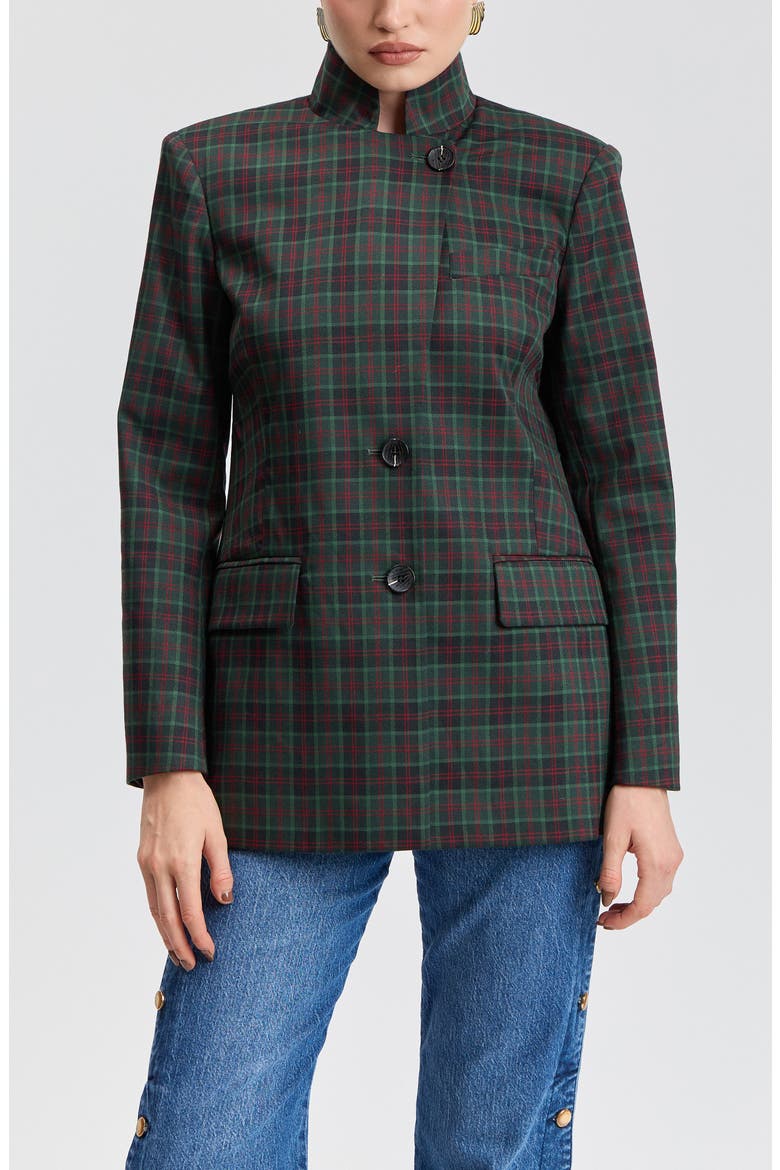 Check Boxy Blazer, Alternate, color, GREEN/ RED PLAID