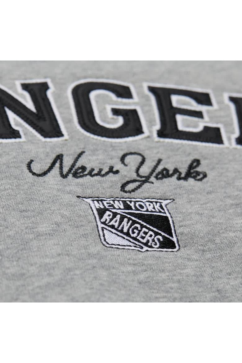 Women's Mitchell & Ness Heather Gray New York Rangers Logo Lightweight Pullover Sweatshirt, Alternate, color, Heather Gray