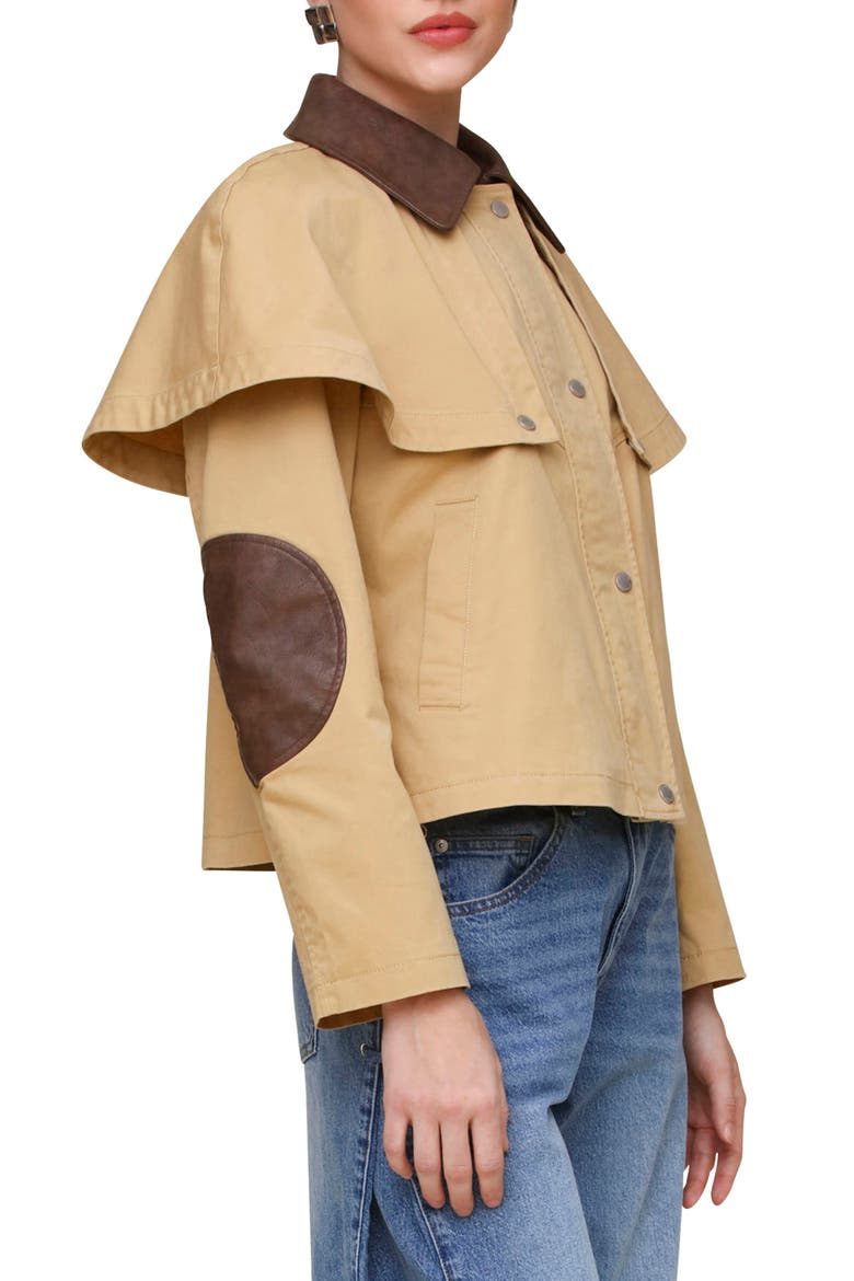 Crop Cape Trench Jacket, Alternate, color, KHAKI