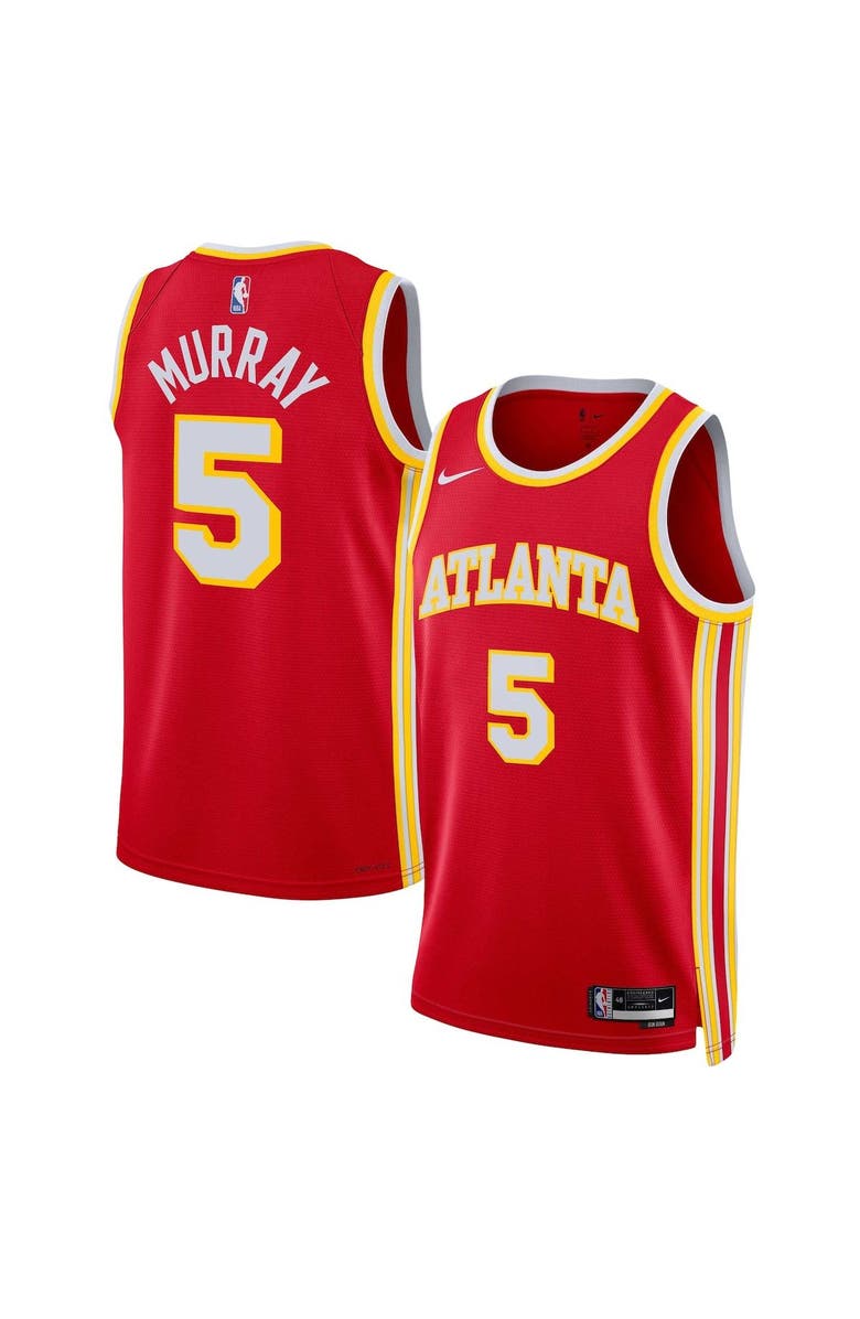 Nike Unisex Nike Dejounte Murray Red Atlanta Hawks Swingman Jersey - Icon Edition, Main, color, 