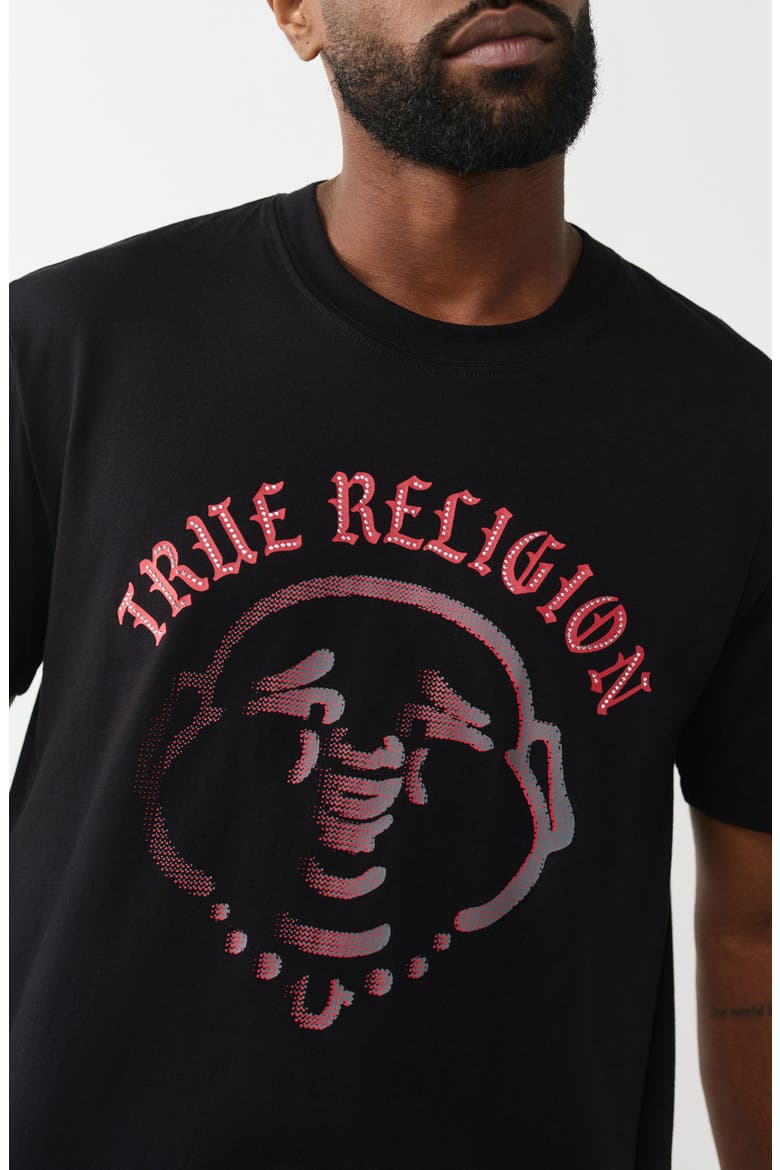 Studded Buddha Graphic T-Shirt, Alternate, color, JET BLACK