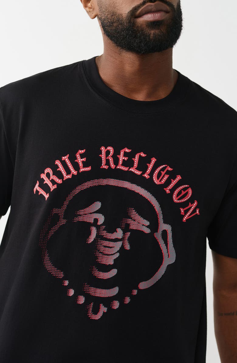 True Religion Studded Buddha Graphic T-Shirt, Alternate, color, Jet Black