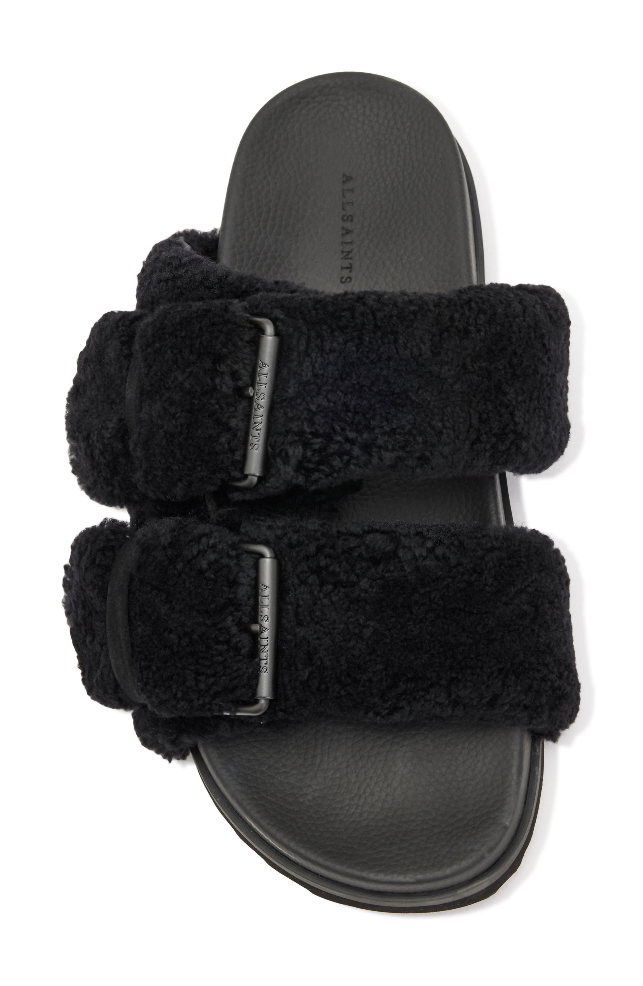 AllSaints Sian Genuine Shearling Sandal, Alternate, color, 