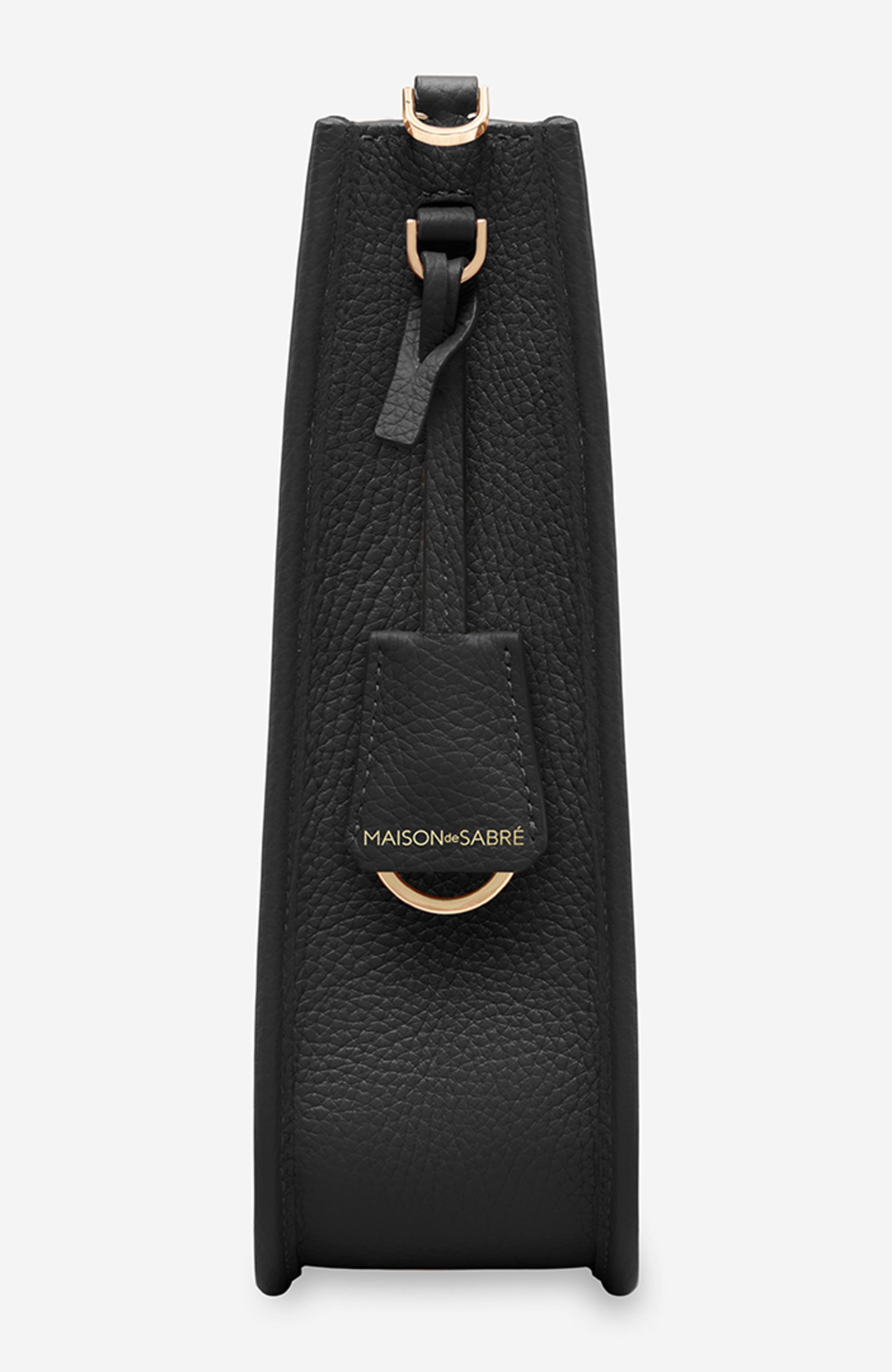 MAISON de SABRÉ Leather Saddle Bag, Alternate, color, Black Caviar