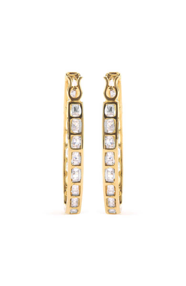 Haus of Brilliance 10K Yellow Gold 1.00 Ct Round and BaguetteDiamond U-Hoop Earrings, Alternate, color, Yellow