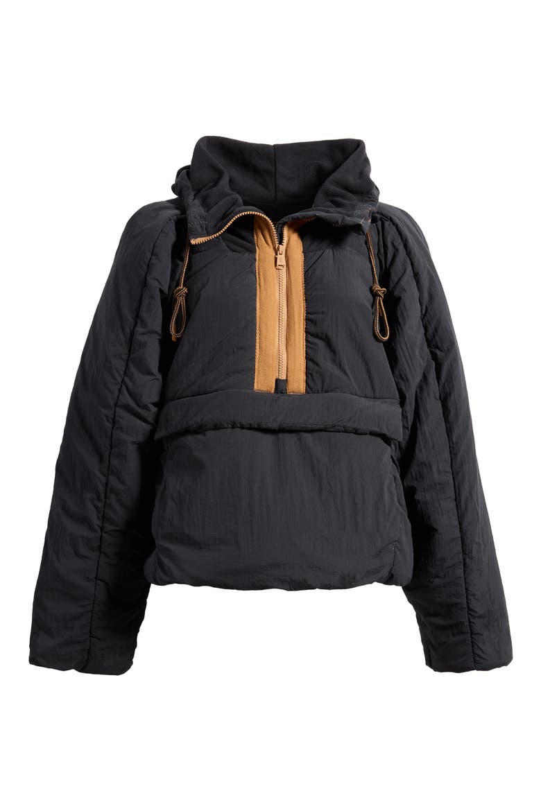 FP Movement In A Pillow Water Resistant Packable Puffer Anorak, Alternate, color, BLACK