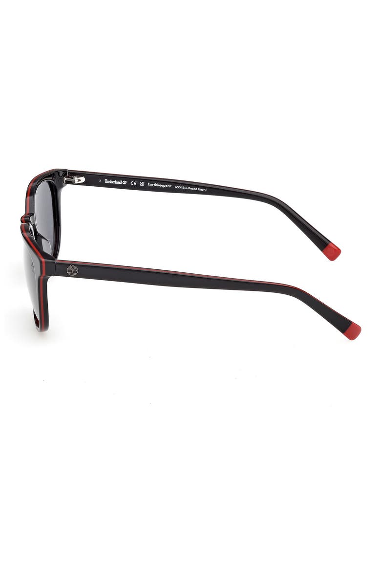 55mm Sunglasses, Alternate, color, SHINY BLACK / SMOKE POLARIZED