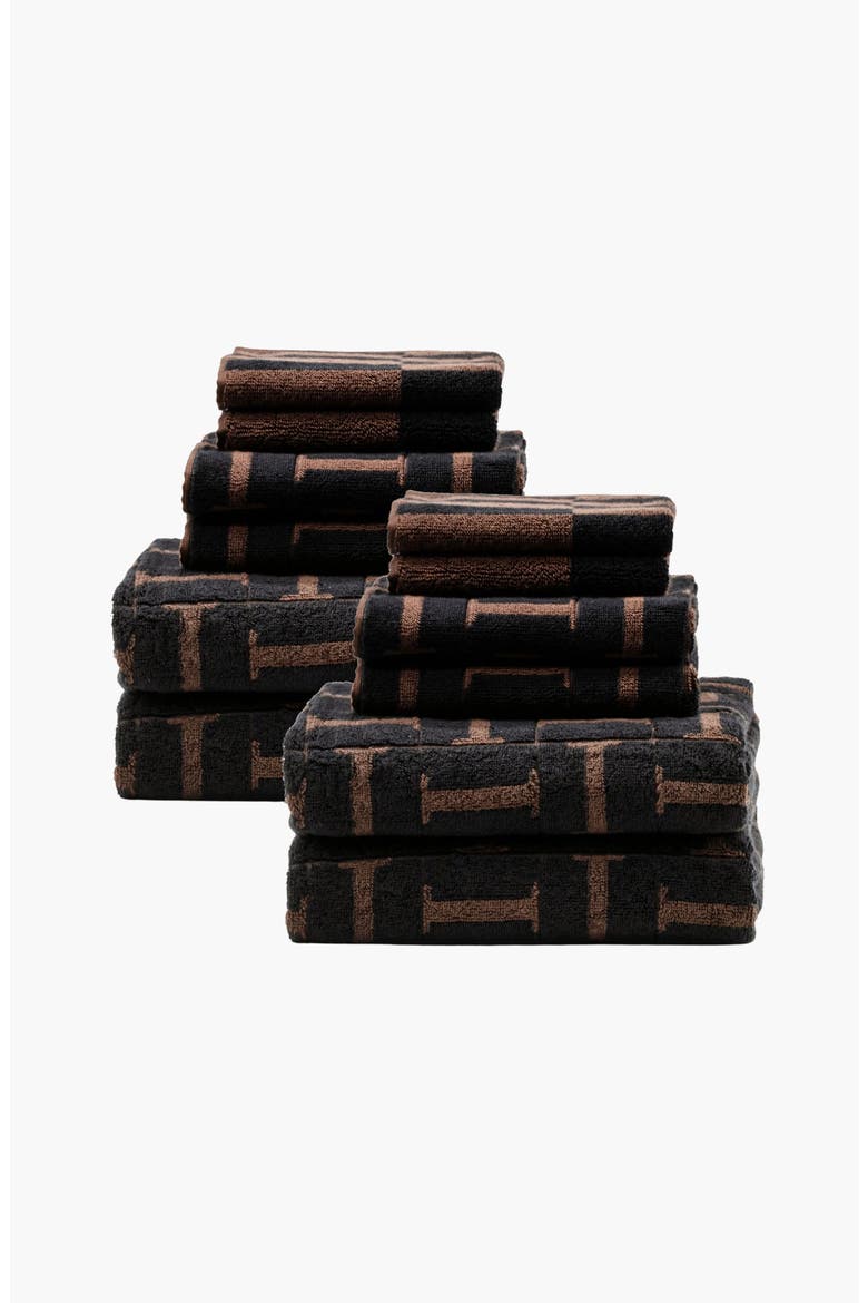 Tessera Australian Cotton Towels Family Set, Main, color, Tobacco & Black