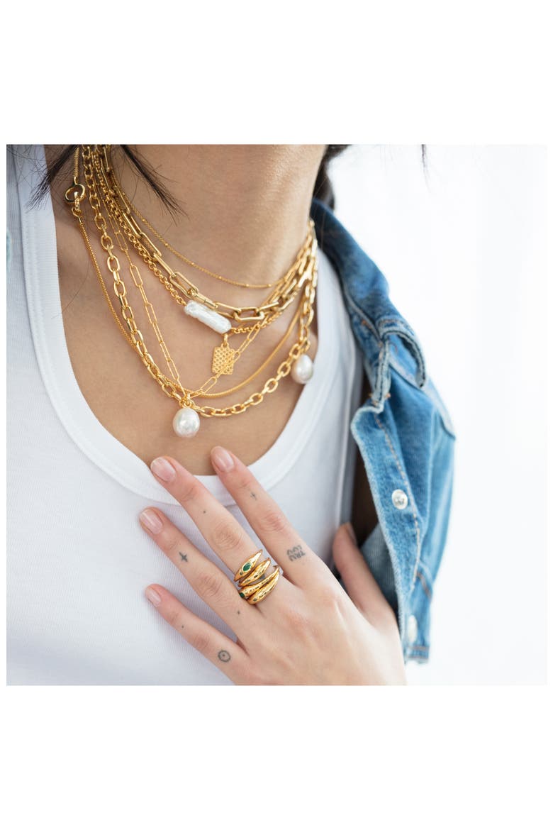 Nura Biwa Pearl Charm Necklace, Alternate, color, YELLOW GOLD
