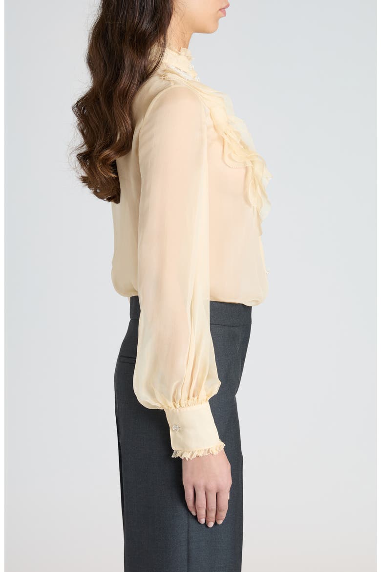 Ruffle Floral Lace & Semisheer Chiffon Shirt, Alternate, color, BETULLA