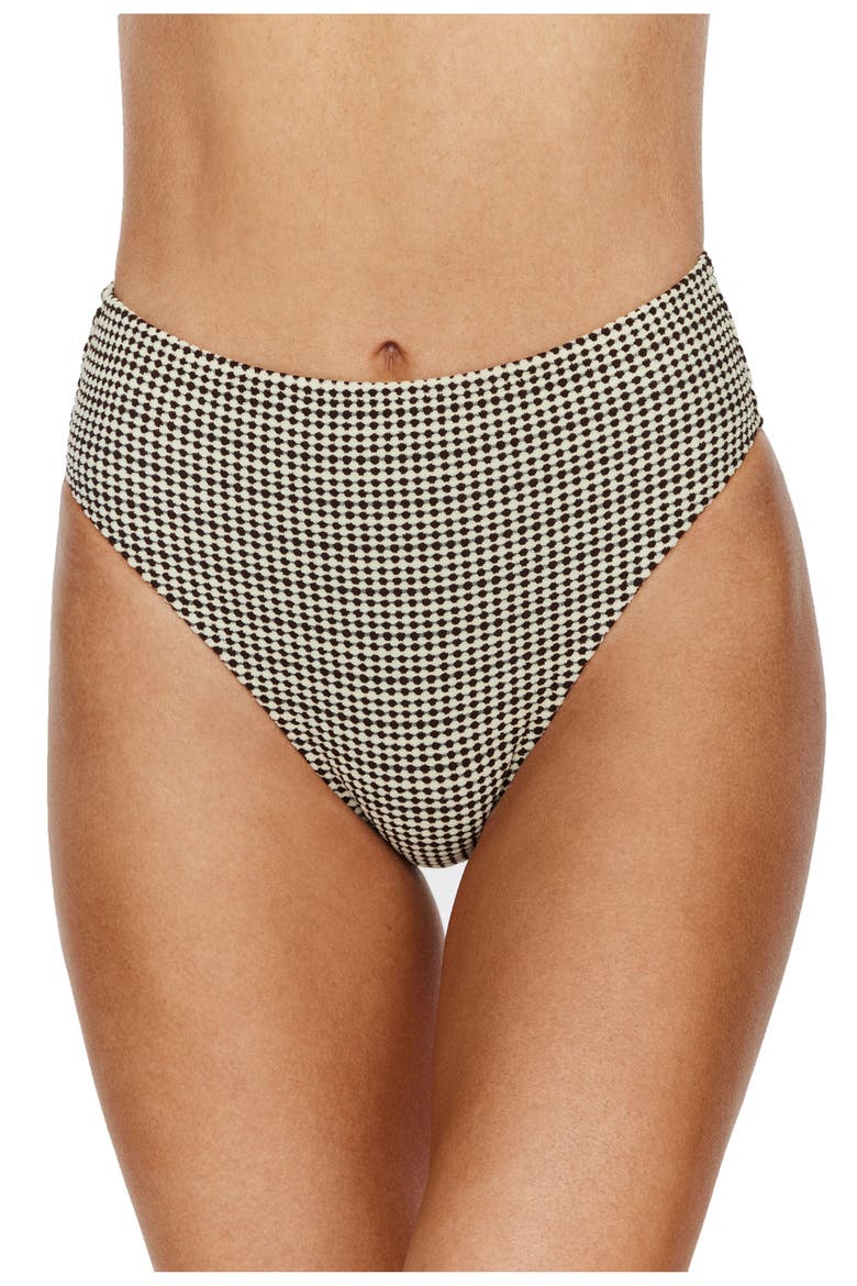 Sandy Beach Textured High Waist Bikini Bottom, Main, color, Brown