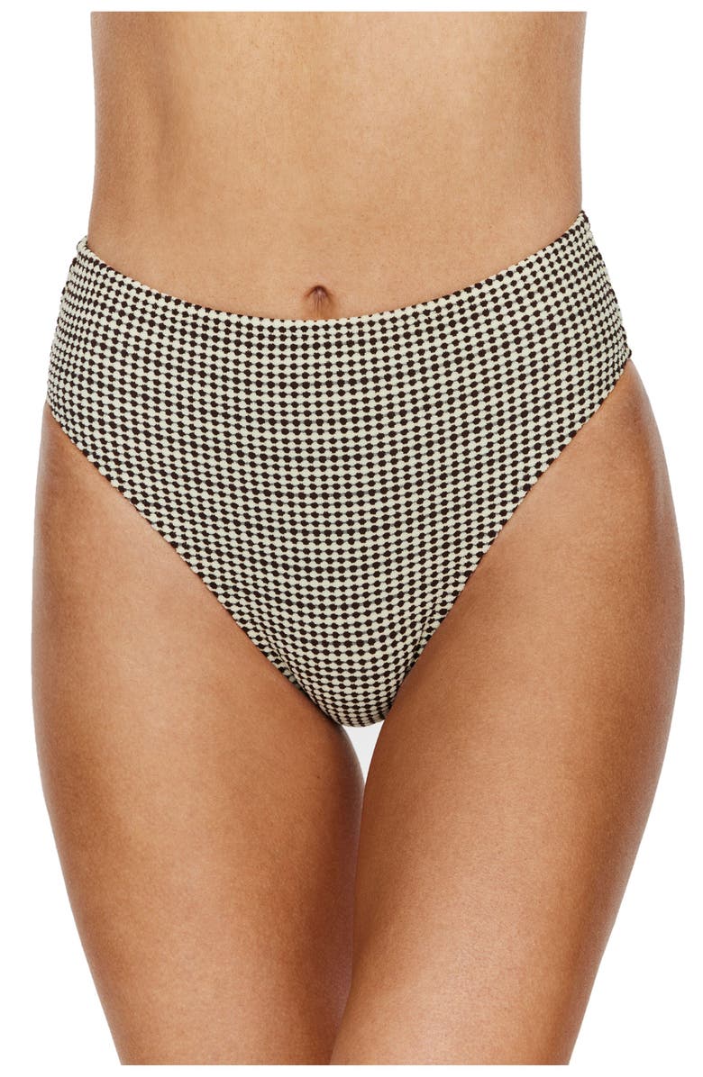 Flirtt Gottex Sandy Beach Textured High Waist Bikini Bottom, Main, color, Brown