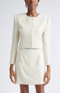 Carolina Herrera Faux Pearl Embellished Crop Jacket