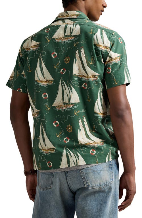 Polo Ralph Lauren Sailboat Print Cotton Oxford Cloth Camp Shirt