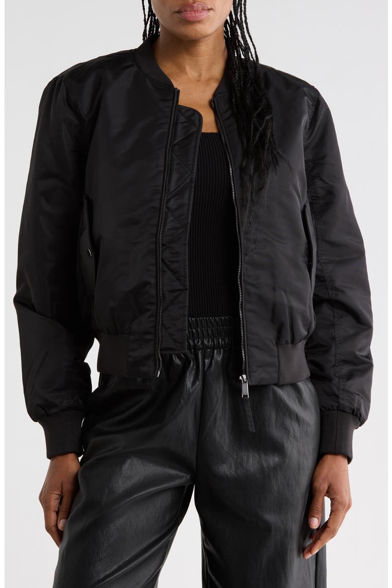 Bomber Jacket, Main, color, NYLON BLACK