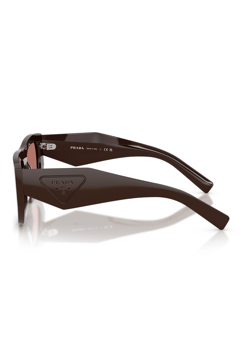 53mm Irregular Shield Sunglasses, Alternate, color, CIGAR / BORDEAUX