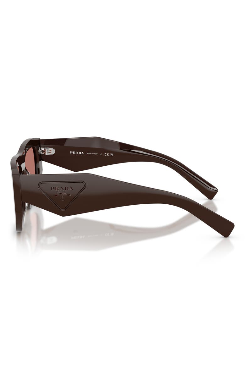 Prada 53mm Irregular Shield Sunglasses, Alternate, color, Cigar / Bordeaux