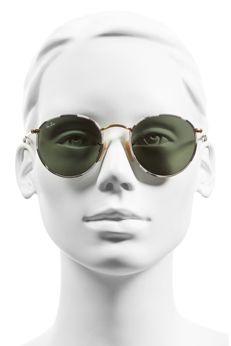 Icons 50mm Camo Print Round Sunglasses, Alternate, color, GREY