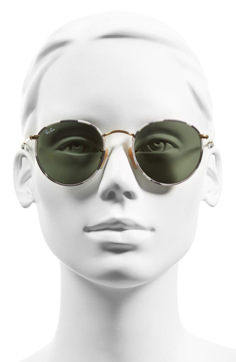 Ray-Ban Icons 50mm Camo Print Round Sunglasses, Alternate, color,