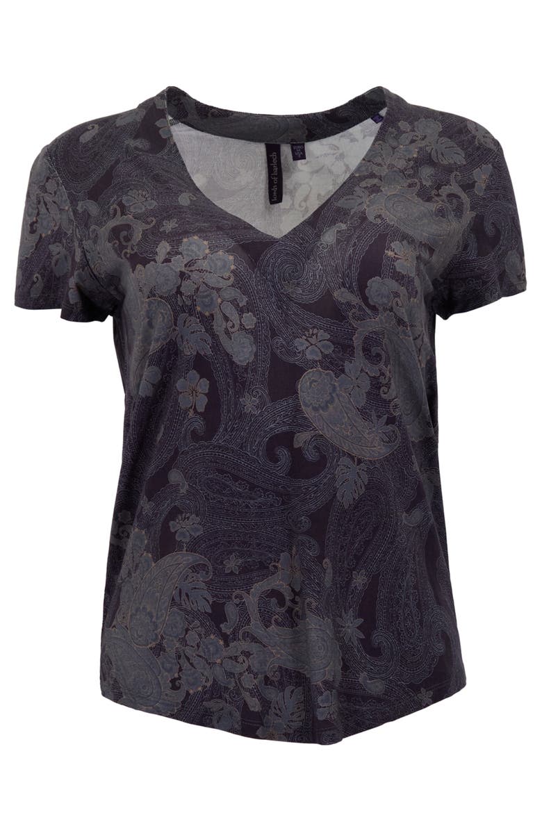 Lords of Harlech Paisley Explosion Womens V-neck Printed Top, Alternate, color, Paisley Explosion Black