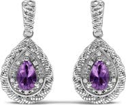 Haus of Brilliance Sterling Silver Pear Cut Amethyst and Diamond Accent Teardrop Drop Earrings