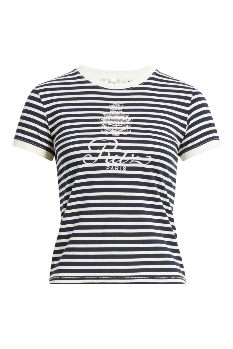 x The Ritz Paris Stripe Logo Graphic Baby Tee, Alternate, color, NAVY MULTI