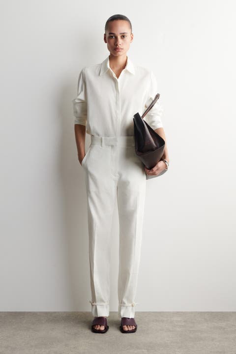 Linen Straight-leg Trousers