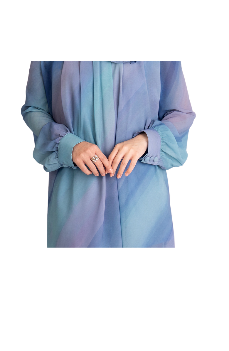 RICHANTEE Bow Tie Printed Mini Dress, Alternate, color, Azure