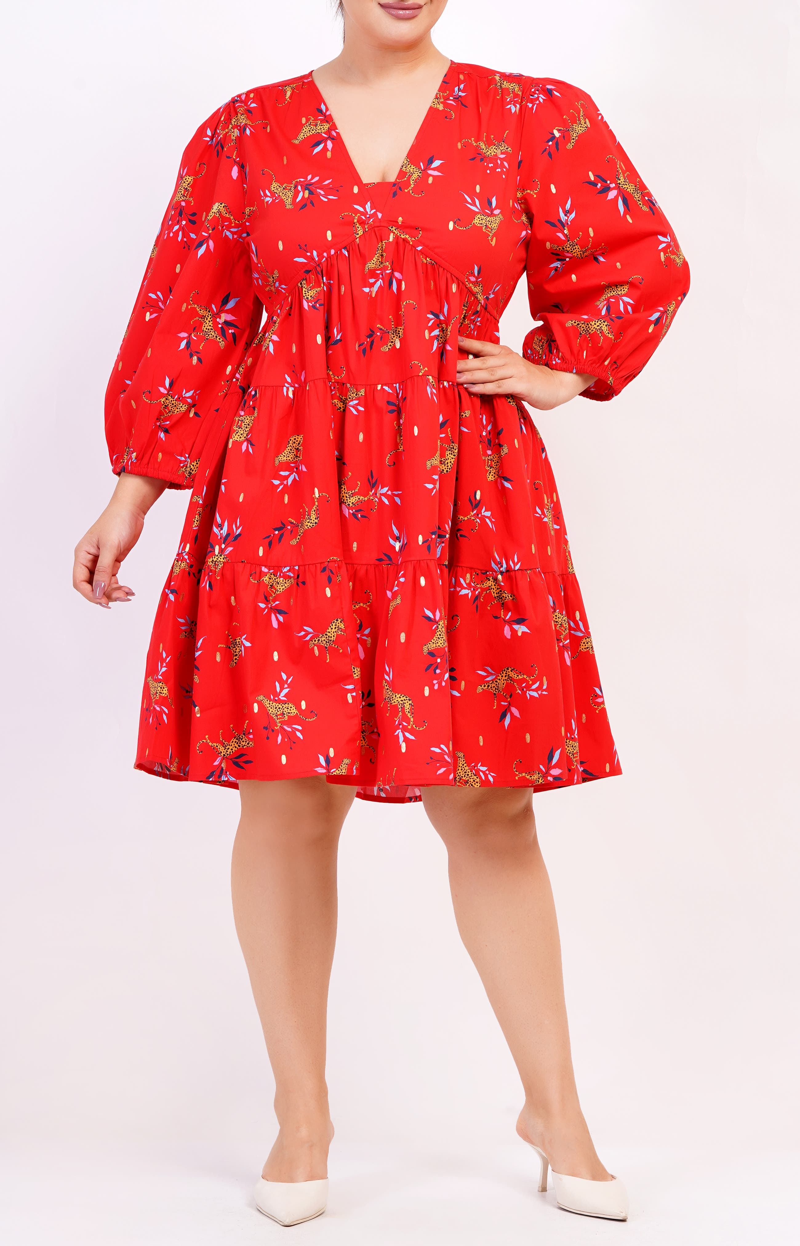 selected Red with floral pattern