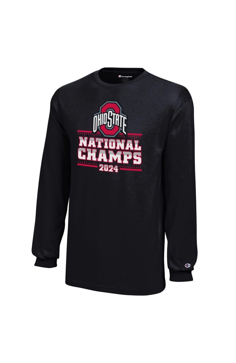 Champion Youth Champion  Black Ohio State Buckeyes College Football Playoff 2024 National Champions Schedule Long Sleeve T-Shirt, Alternate, color, 