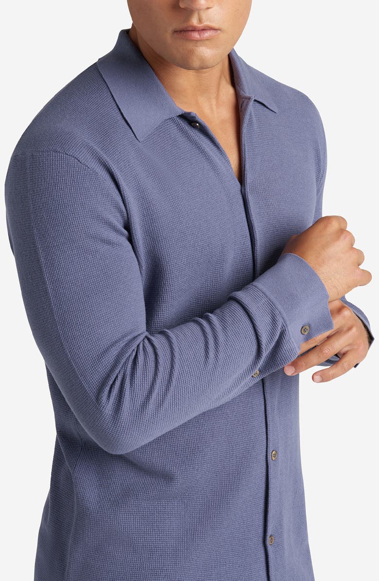 Goodlife Mini Waffle Long Button-Up Shirt, Alternate, color, Heron