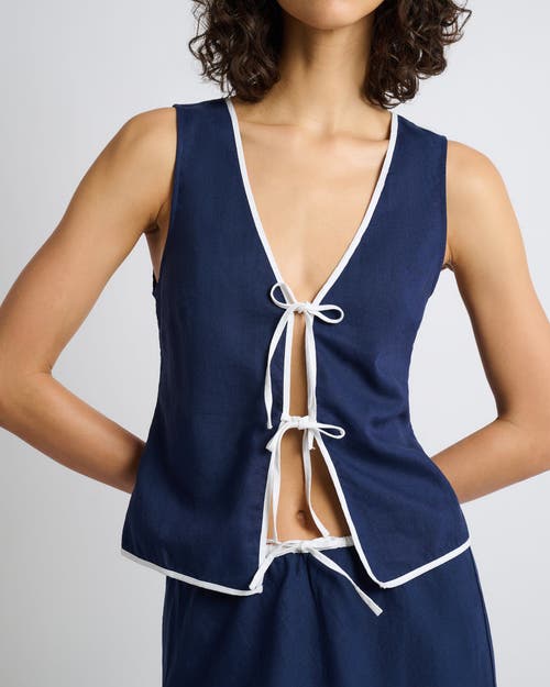 Onia Air Linen Tank Top In Blue