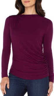 Liverpool Los Angeles Long Sleeve Ruched Knit Top