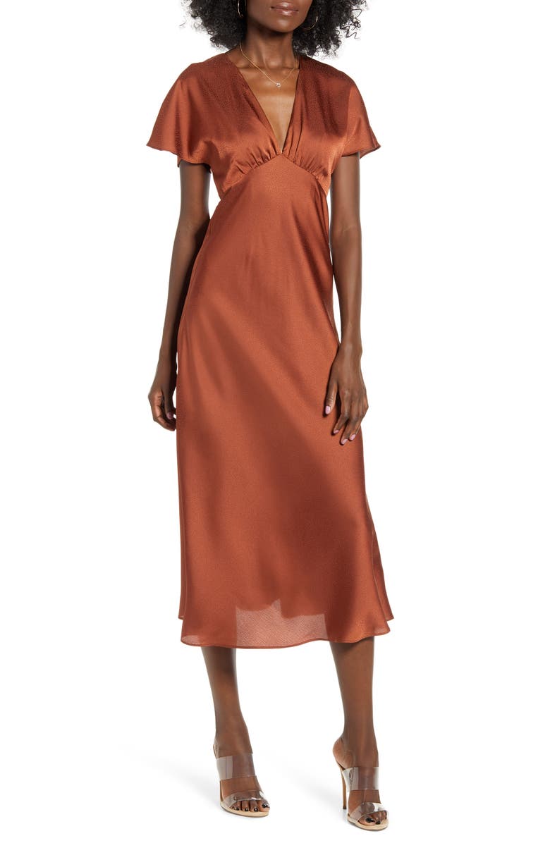 All in Favor Jacquard Satin Midi Dress, Main, color,