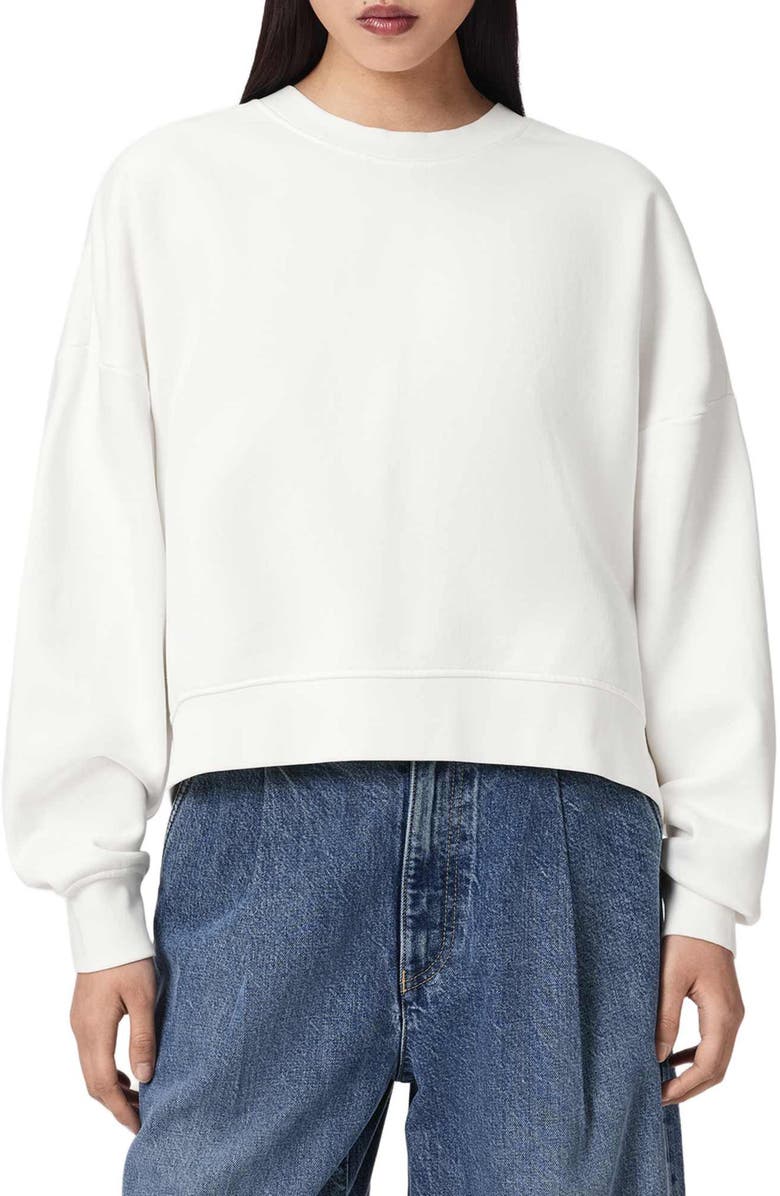 AllSaints Esme Pippa Crochet Heart Back Sweatshirt, Main, color, Ecru White