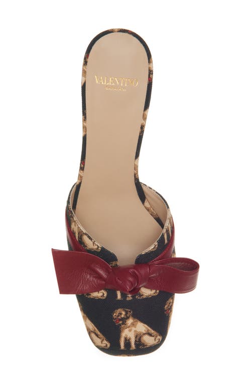 Valentino Knotty 60 Printed Leather Mules In Black