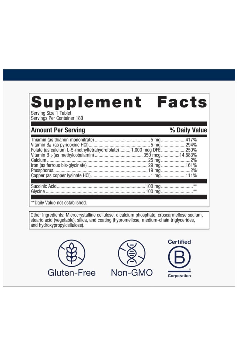 Hemagenics Iron Supplement with B12 B6 and Folate 180 Tablets, Alternate, color, None