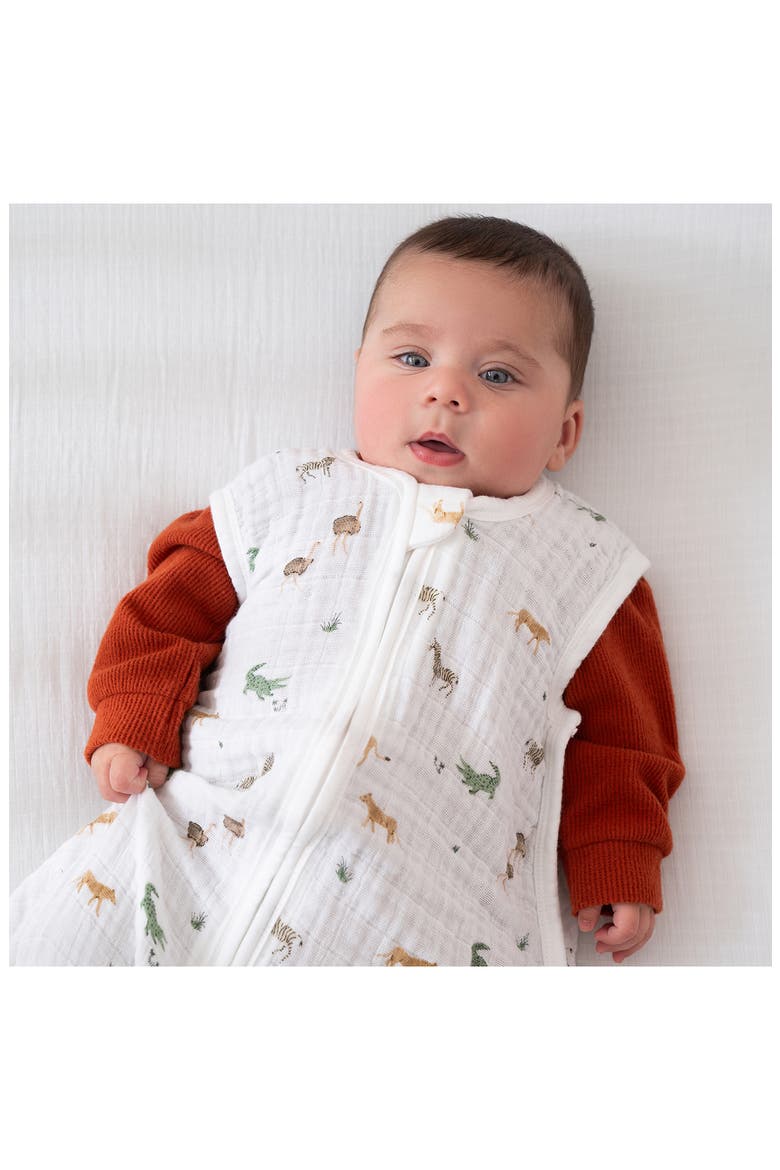 Organic Cotton Muslin Wearable Blanket, Alternate, color, SAFARI DREAMS