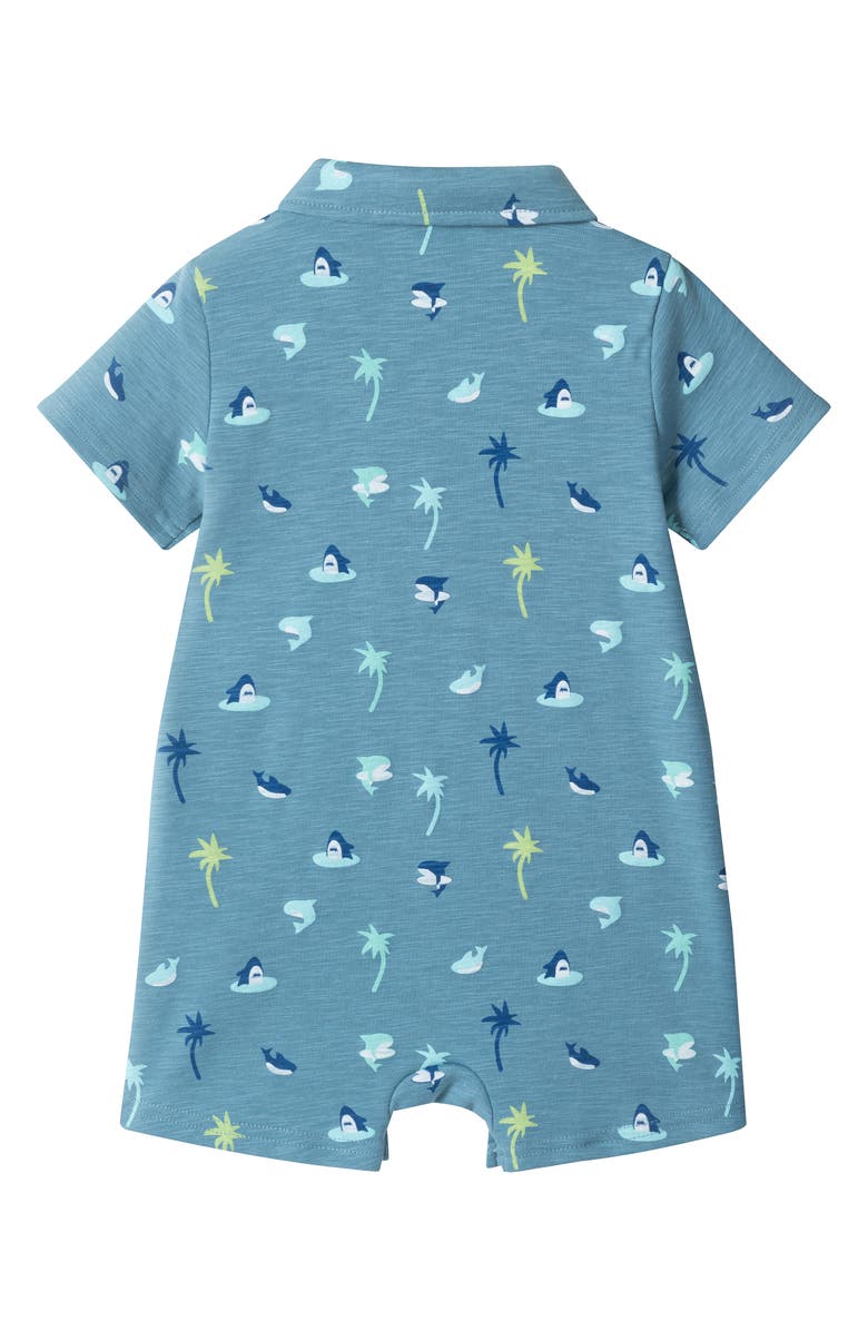 Andy & Evan Print Stretch Cotton Polo Romper, Alternate, color, Blue