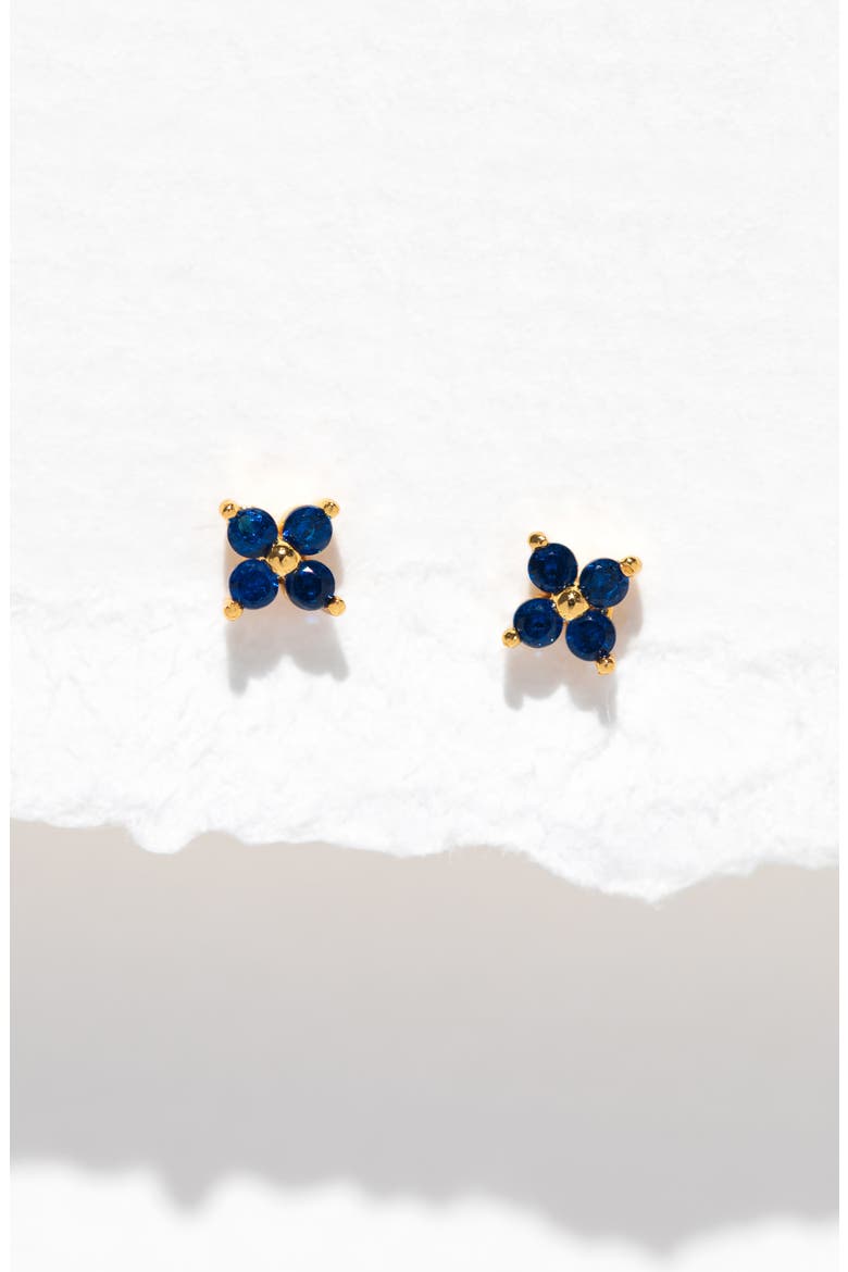 Teeny Tiny Cubic Zirconia Cluster Stud Earrings, Alternate, color, GOLD/BLUE