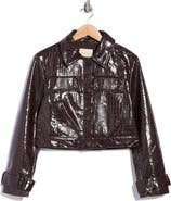 Current/Elliott Croc Embossed Faux Leather Jacket