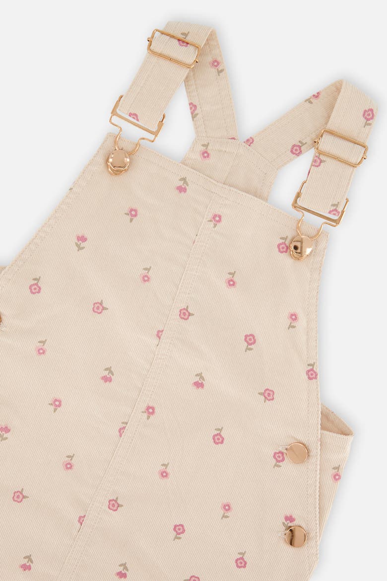 Corduroy Adjustable Strap Overall Dress, Alternate, color, Beige Floral Print