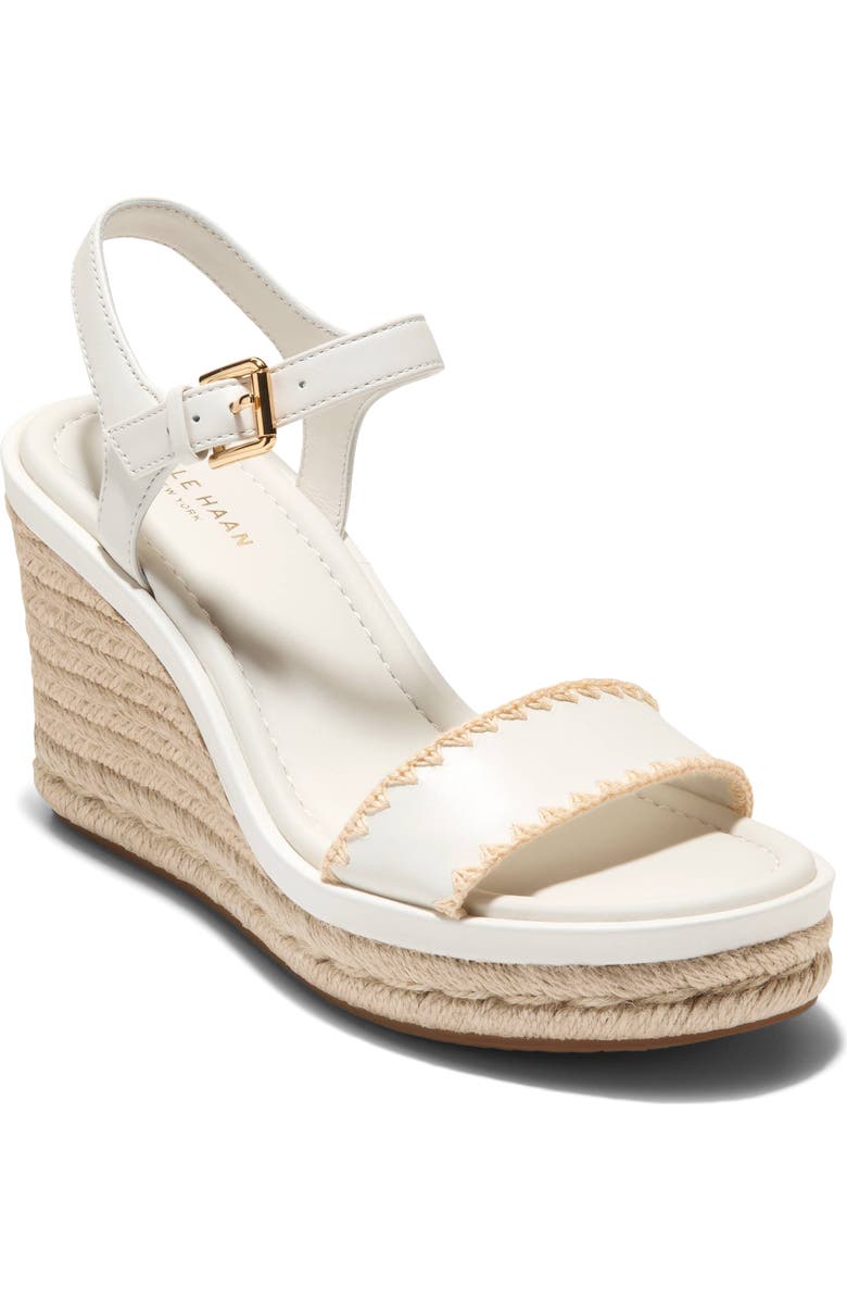 Cole Haan Asbury Cloudfeel Wedge Sandal, Main, color, Powder Leather /Natural Raffia