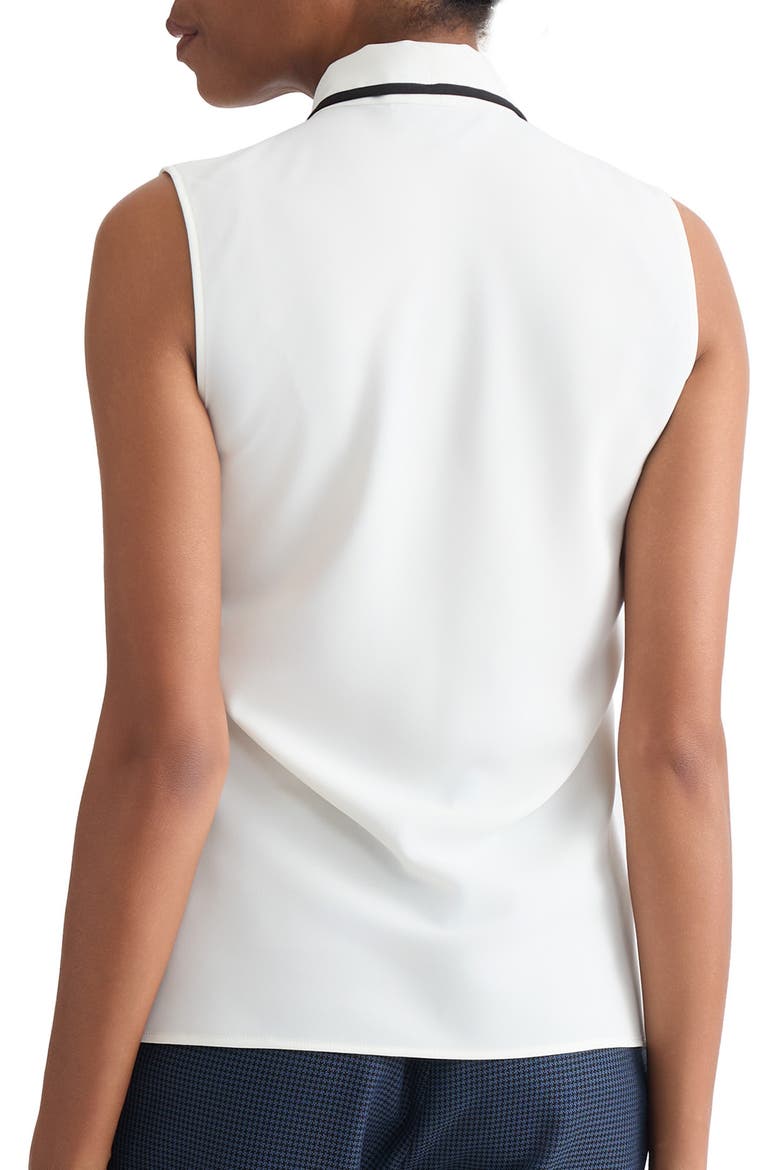 Tie Neck Sleeveless Shell, Alternate, color, VANILLA ICE/ BLACK