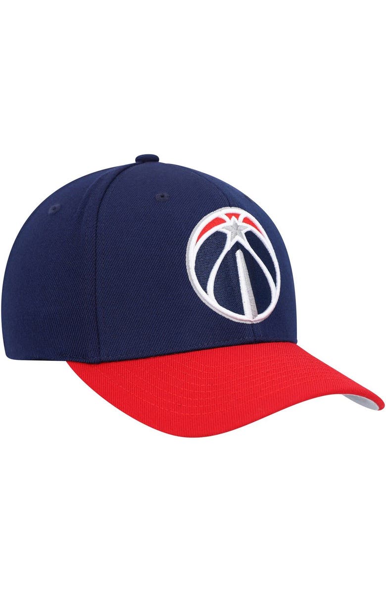 Mitchell & Ness Men's Mitchell & Ness Navy/Red Washington Wizards MVP Team Two-Tone 2.0 Stretch-Snapback Hat, Alternate, color,