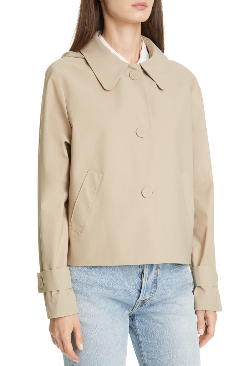 Hooded Crop A-Line Jacket, Alternate, color, 446 CAMEL