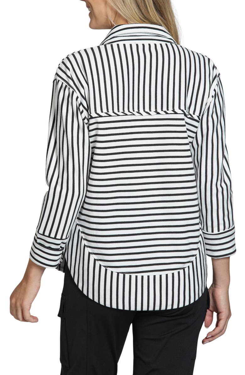 APNY Stripe Grommet Cotton Henley, Alternate, color, Black/ White Stripe