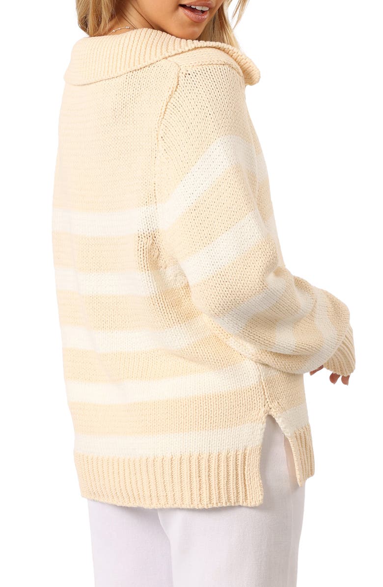 Petal & Pup Shea Stripe Johnny Collar Sweater, Alternate, color, Cream