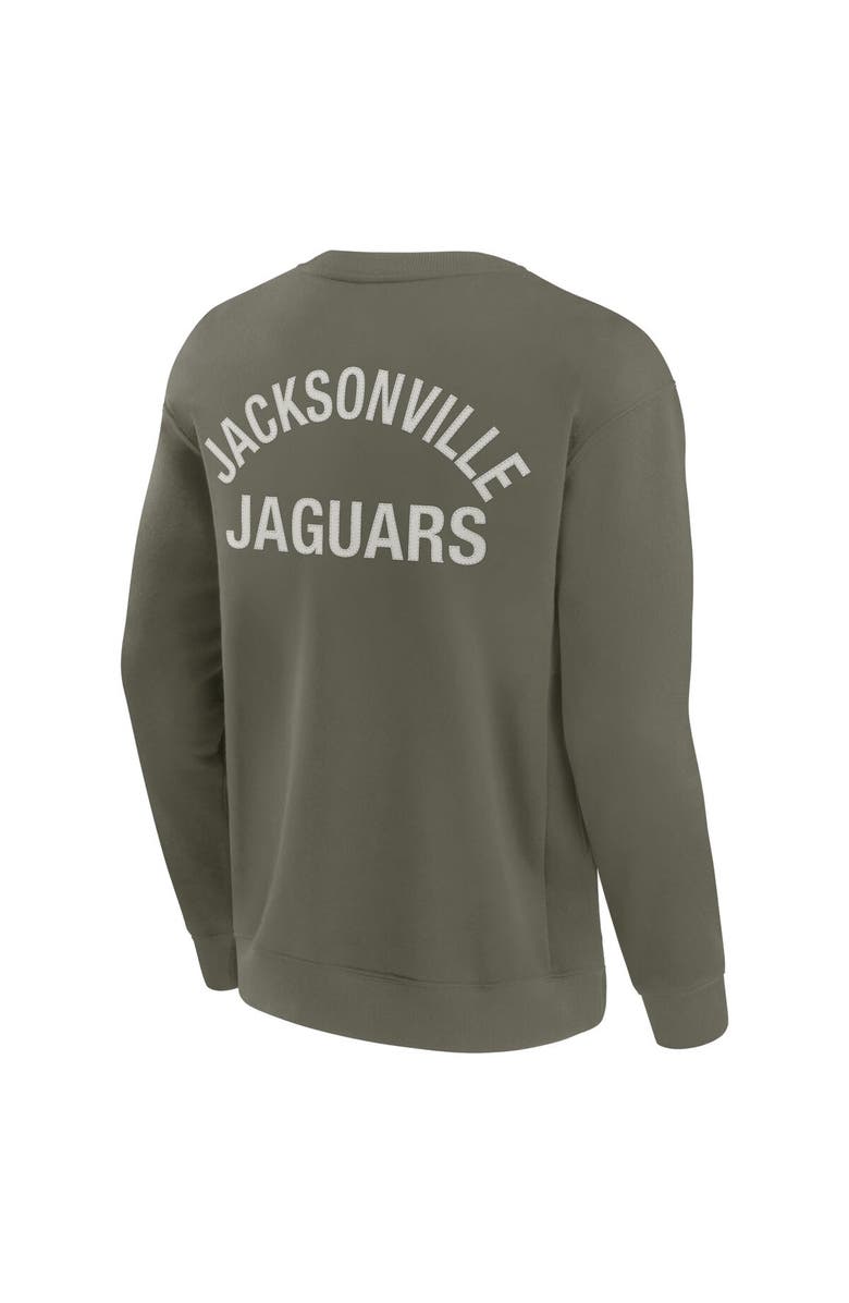 Fanatics Signature Unisex Fanatics Signature Olive Jacksonville Jaguars Super Soft Pullover Crew Sweatshirt, Alternate, color, Olive