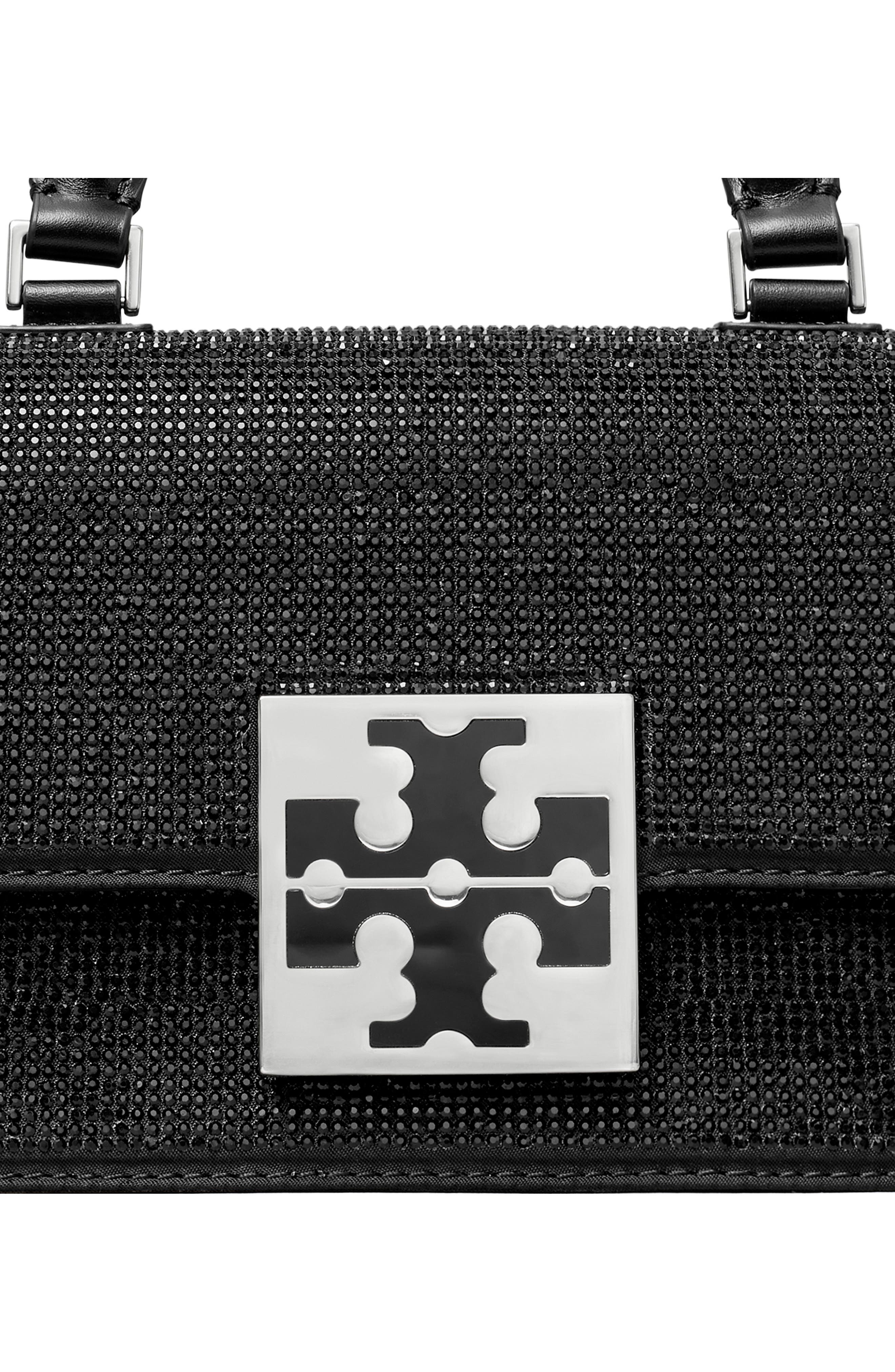 Tory Burch Mini Trend Embellished Recycled Nylon Top Handle Bag, Alternate, color, 